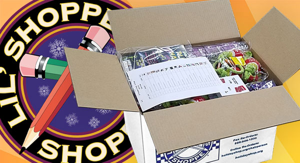 A box full of merchandise from Lil' Shoppers Shoppe