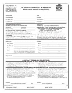 Lil' Shopper's Shoppe Agreement form example