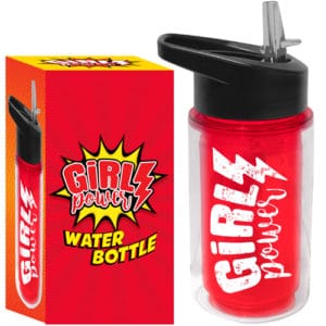 girl power pop-up straw bottle