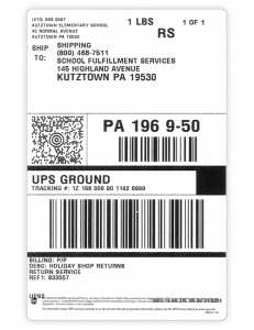 Sample of a UPS return label