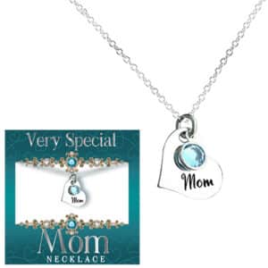 VERY SPECIAL MOM HEART GEMSTONE NECKLACE