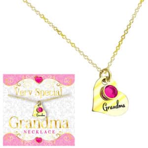 VERY SPECIAL GRANDMA HEART GEMSTONE NECKLACE