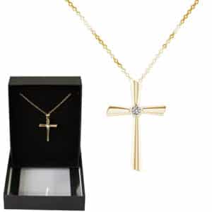 GOLD GEMSTONE CROSS NECKLACE