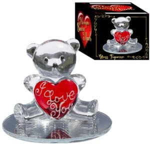I LOVE YOU BEARY MUCH GLASS BEAR FIGURINE