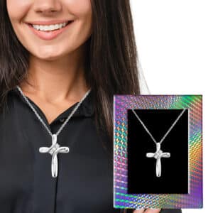SILVER CRYSTAL CROSS NECKLACE