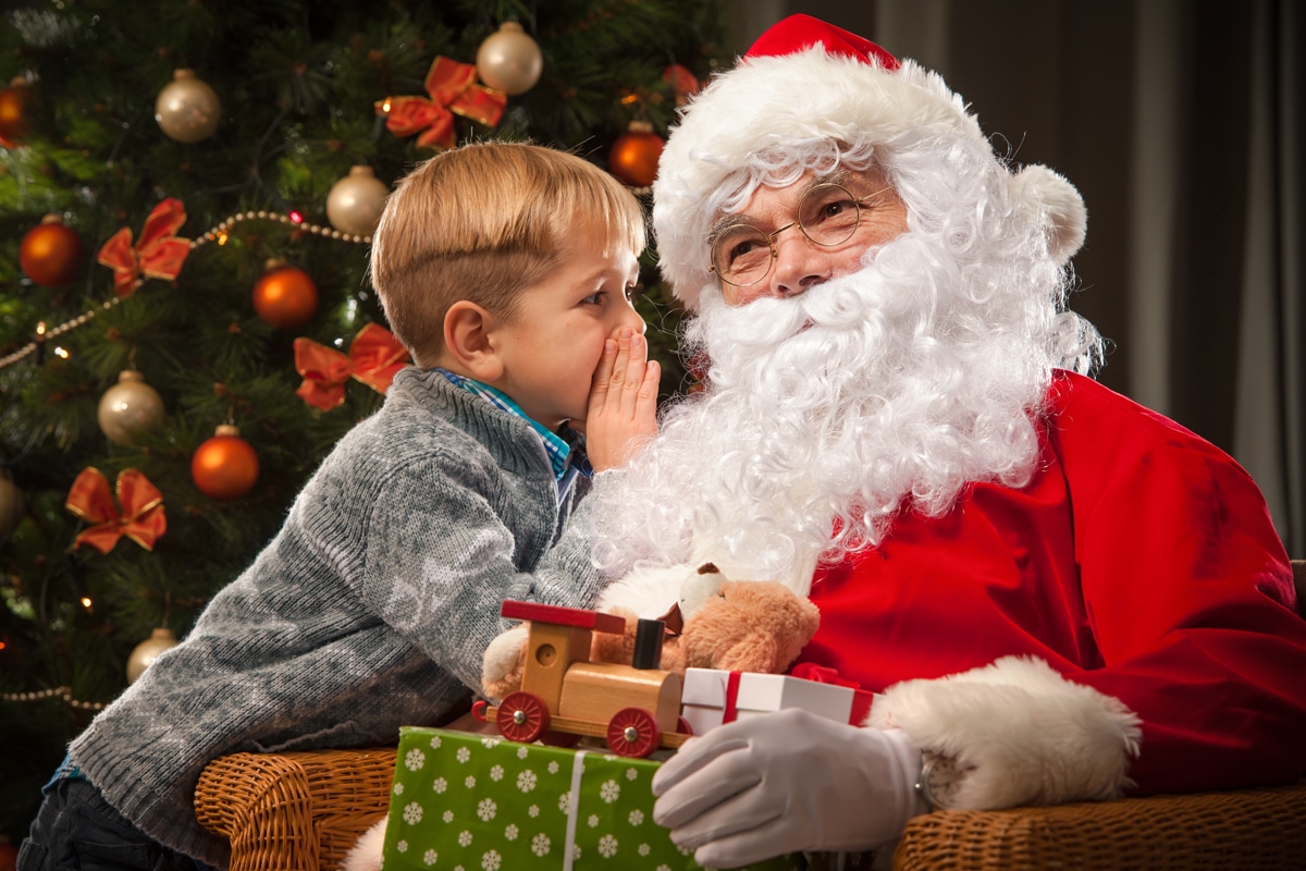 Child Whispering In Santas Ear