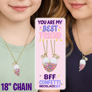 BFF 2 PC. CONFETTI HEART NECKLACE SET