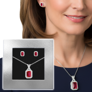 CRYSTAL RADIANT RUBY JEWELRY SET